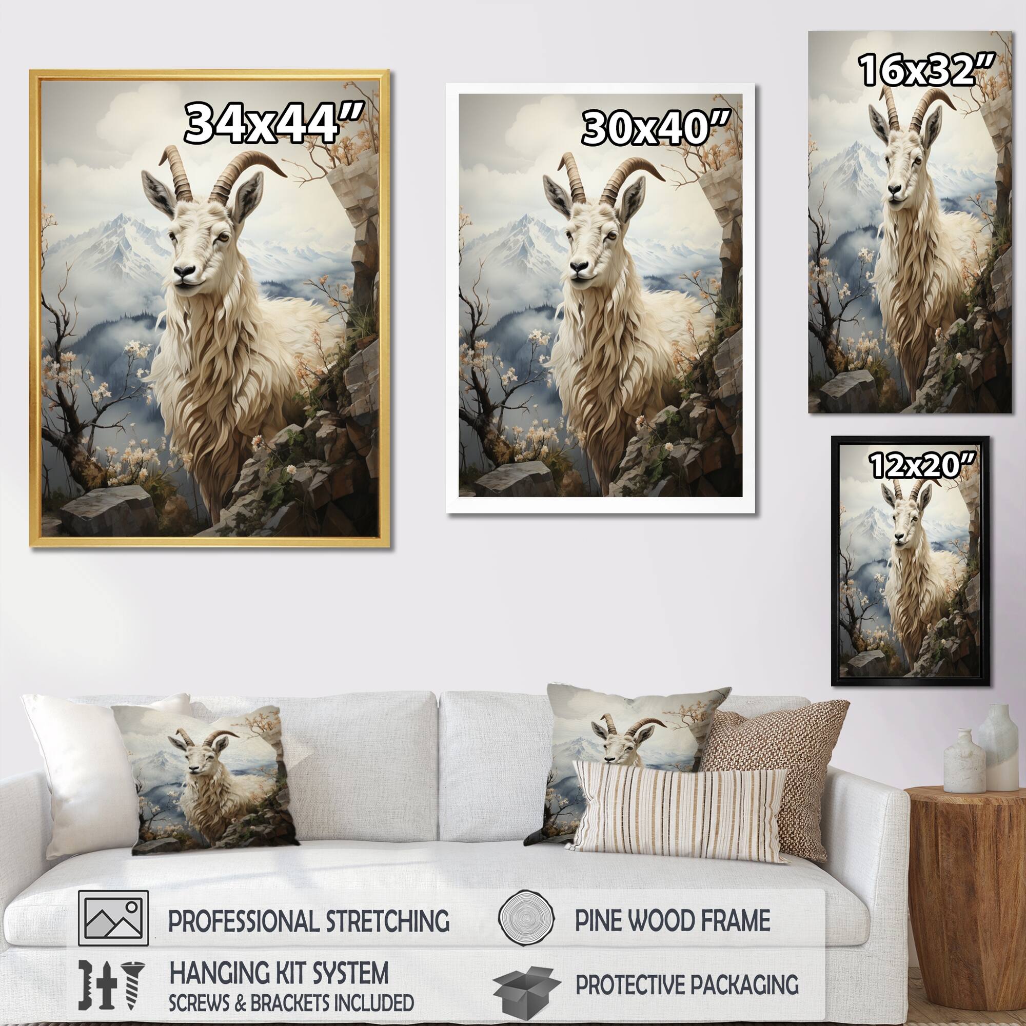 Designart "Goat Gratification II" Animals Goat Canvas Wall Art Bed Bath & Beyond 38975021